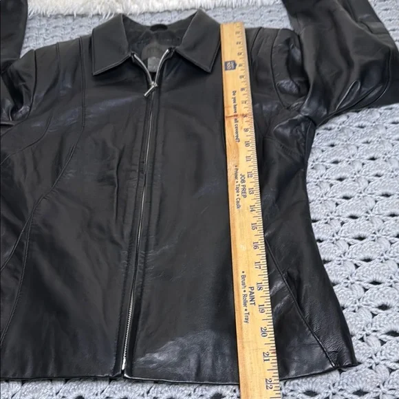 John Paul Richard Black Leather Jacket Fitted Zip-Up Design - Picture 4 of 5